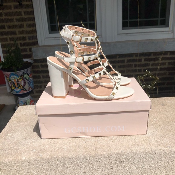 White Studded High Heels - Picture 3 of 7